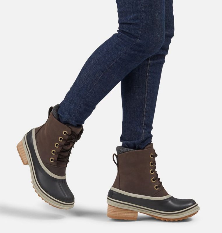 Sorel Dam Gummistövlar Svarta/Brun - Slimpack™ Iii Lace Duck Mid - UZS-407582